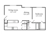 1 bed 1 bath Floor Plan 1 bed 1 bath Floor Plan at Meadow View Apartments and Townhomes, Springboro, OH